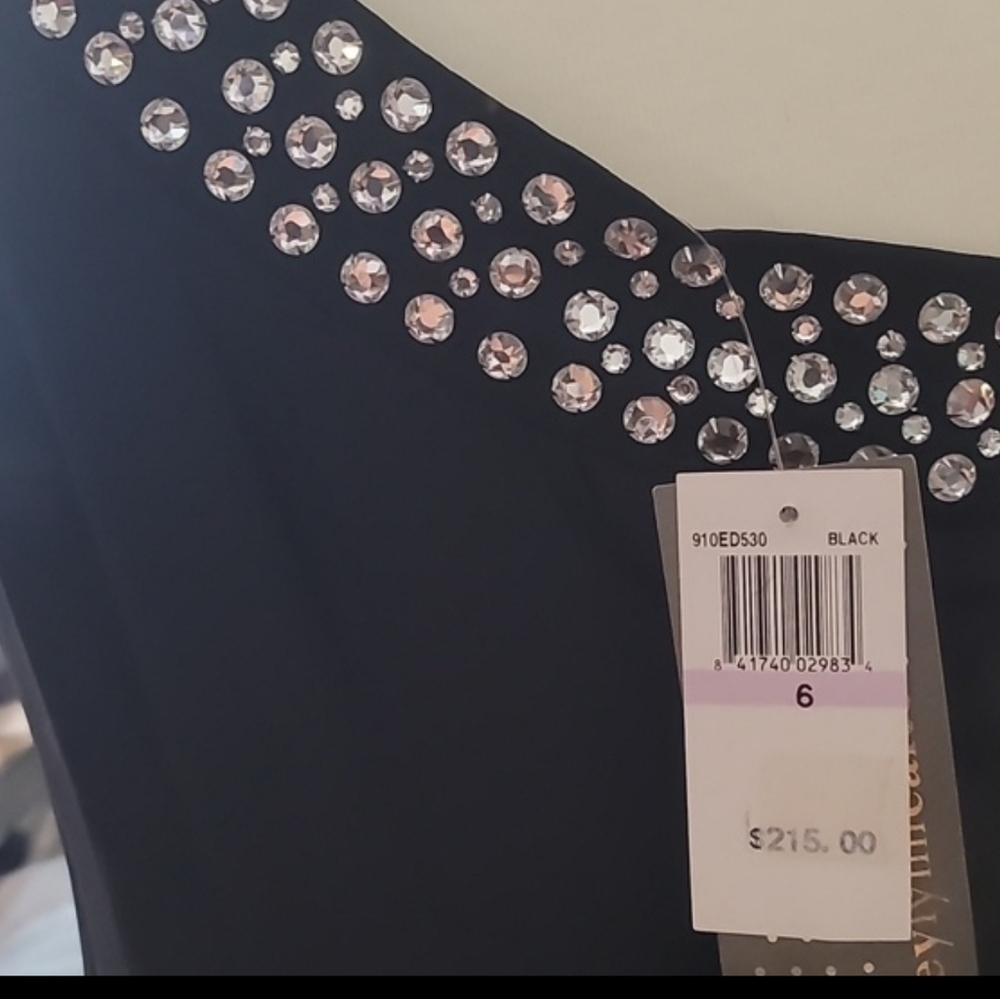 Anthropologie Corey Lynn Calter Black Silk One-Shoulder Rhinestone Mini Dress 6 - Picture 7 of 7